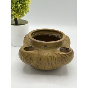 Antique Earthenware Multi-Spout Vessel Ochre Glaze Folk Pottery 5" Middle Eastrn